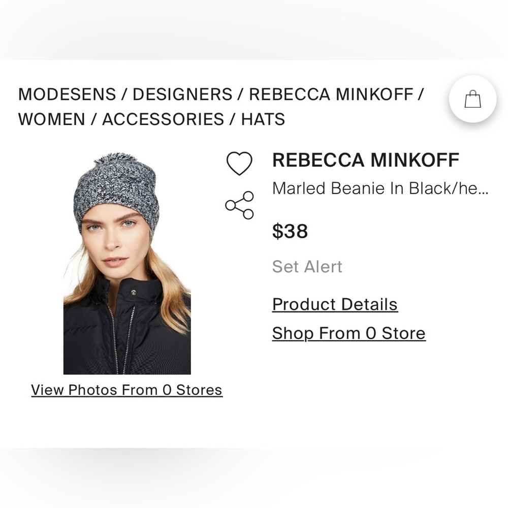 New (Customer return) | Rebecca Minkoff Marled Beanie | Black/Heather Grey/Ecru